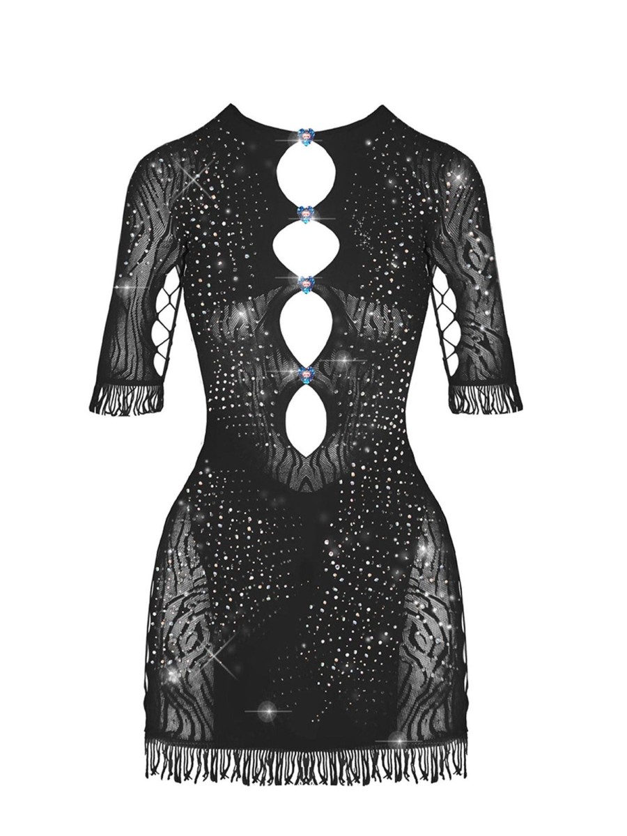 Dresses Poster Girl | Rhinestoned Miranda Dress Jet Black