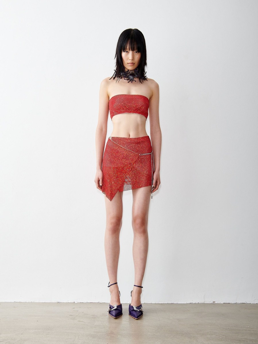 Tops & Bottoms Poster Girl | Rhinestoned Winona Skirt In Sherry Spritz