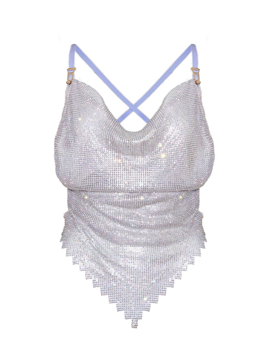 Chainmail Poster Girl | Rhinestoned Beyan Top Mojito