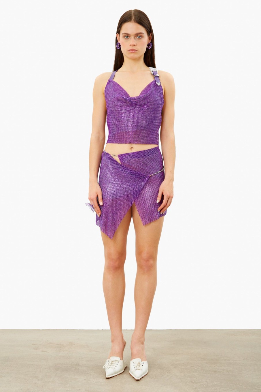 Chainmail Poster Girl | Rhinestoned Bambi Top Amethyst