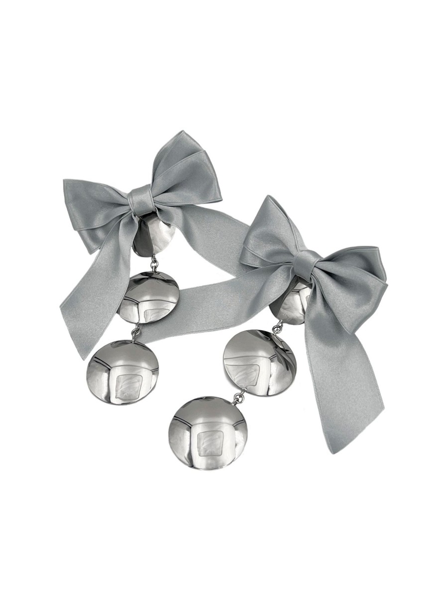 Accessories Poster Girl | Nuclear Bow Earrings Silver