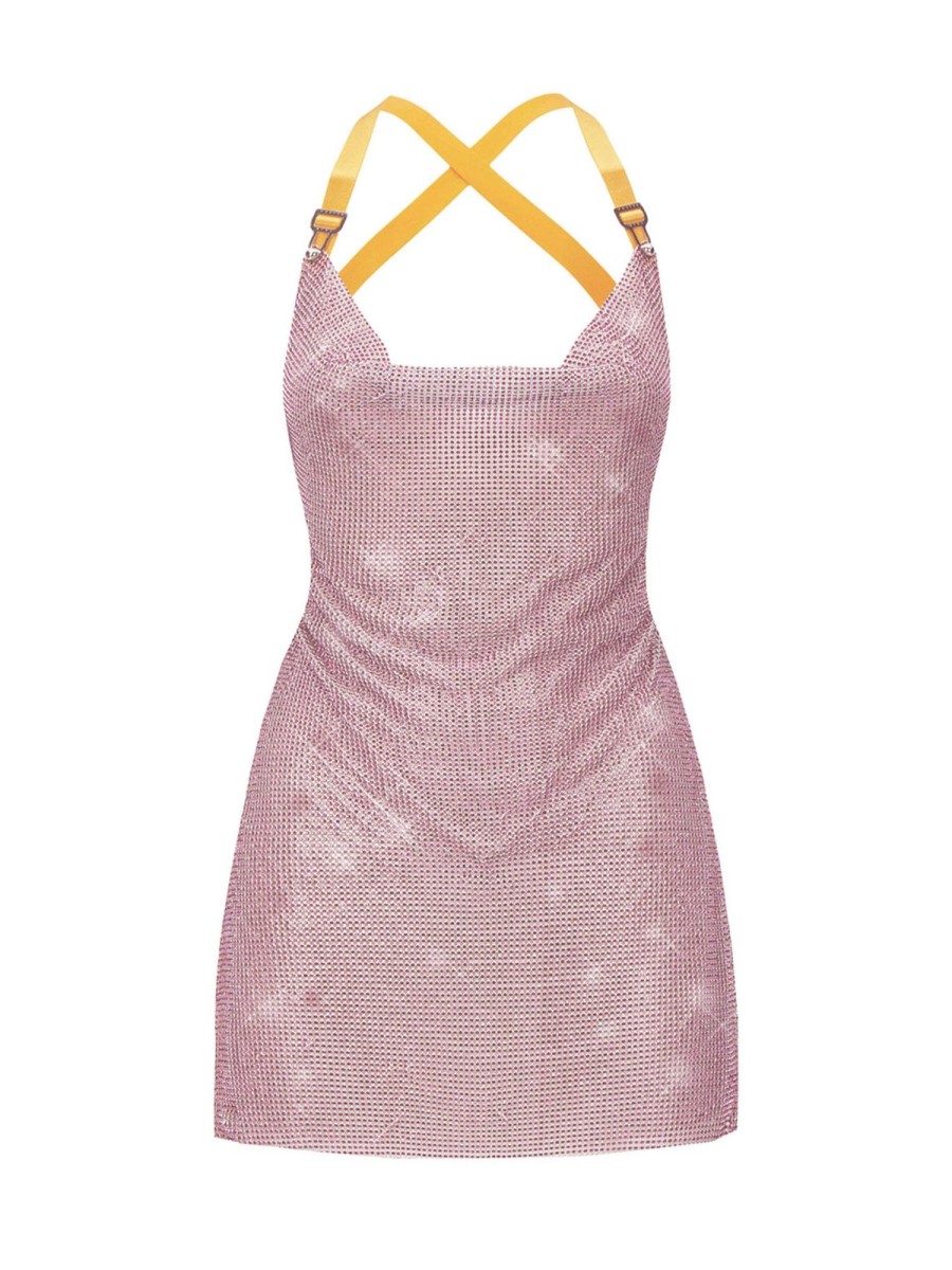 Dresses Poster Girl | Rhinestoned Calypso Dress In Cosmo