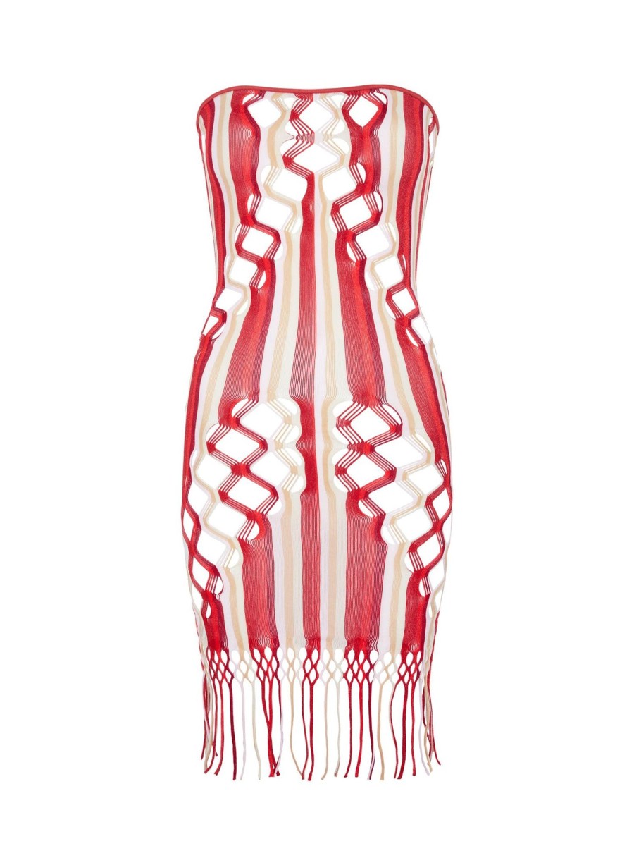 Dresses Poster Girl | Haze Dress Burgundy Stripe