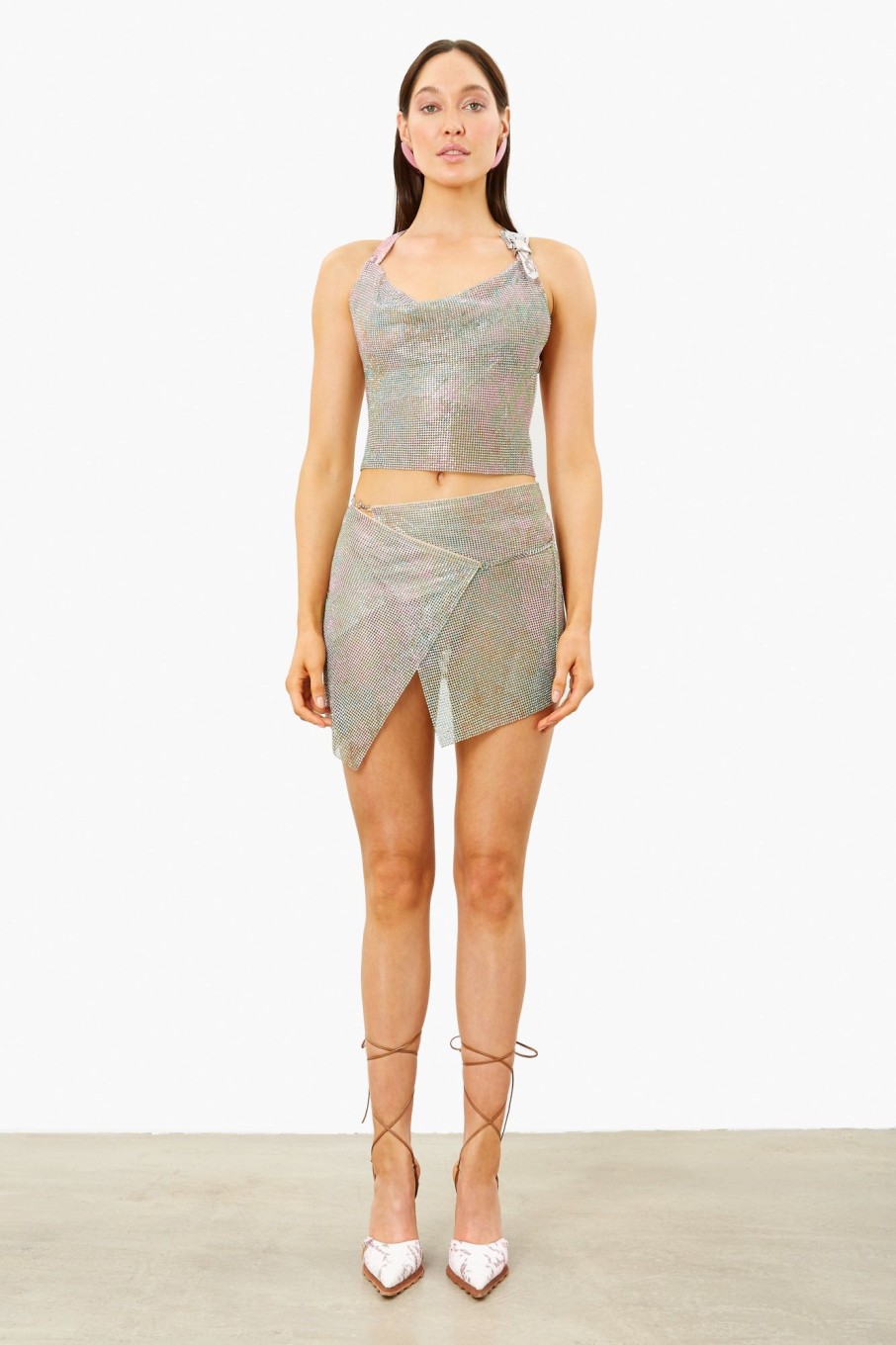 Chainmail Poster Girl | Rhinestoned Bambi Top Mirage