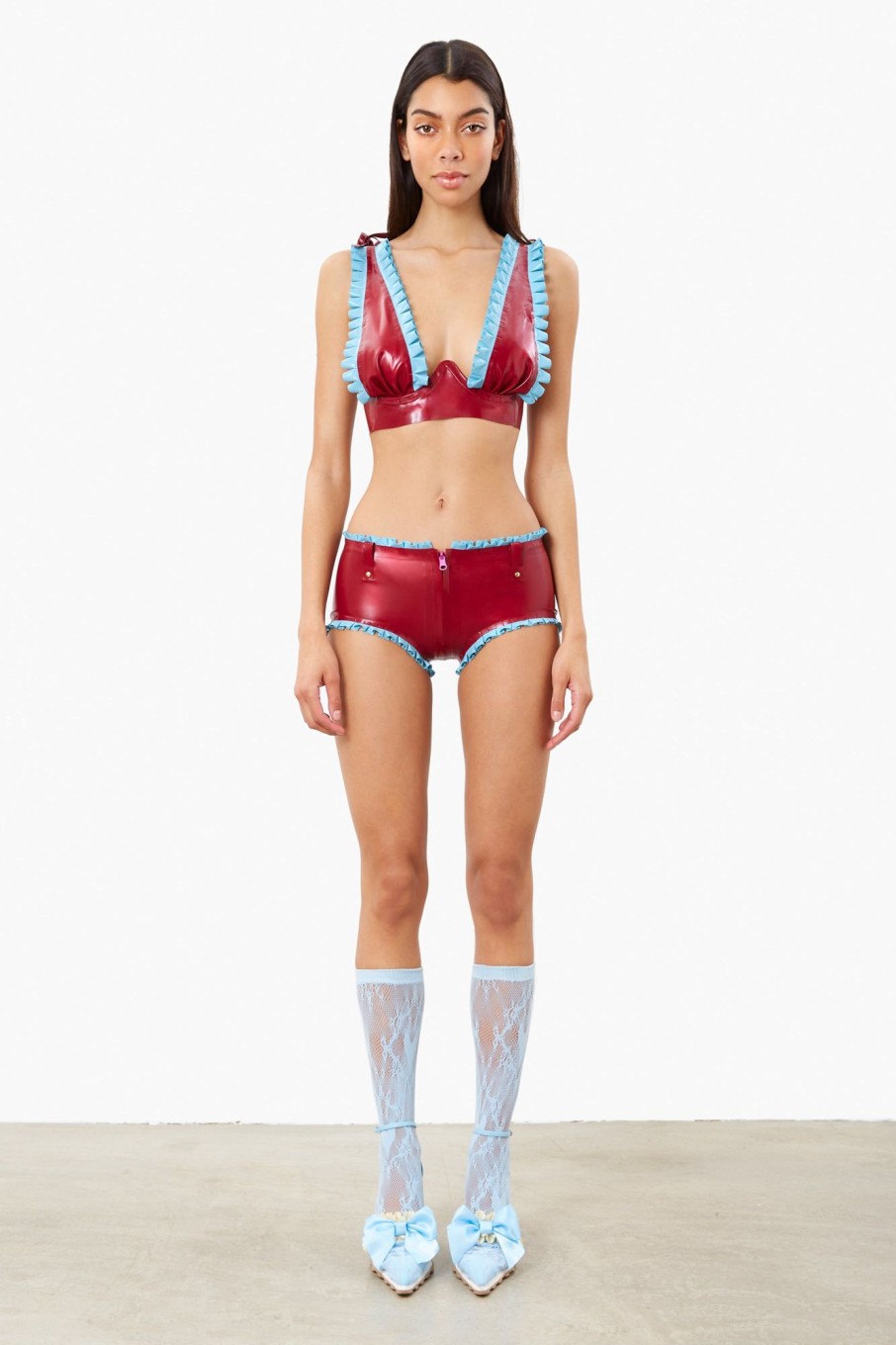 Latex Poster Girl | Mathilda Latex Shorts Burgundy