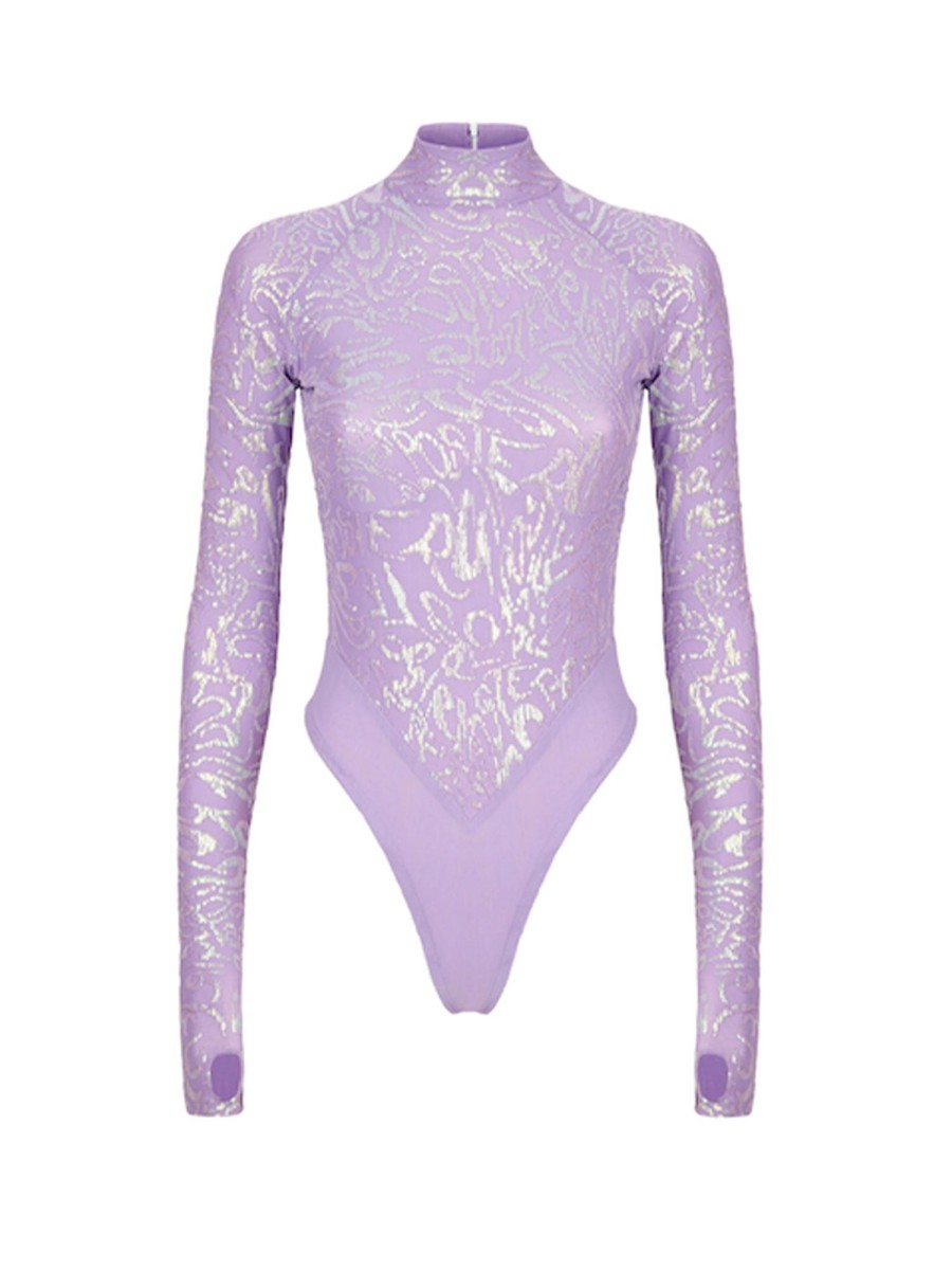 Tops & Bottoms Poster Girl | Anna Nicole Bodysuit Lilac Sequin