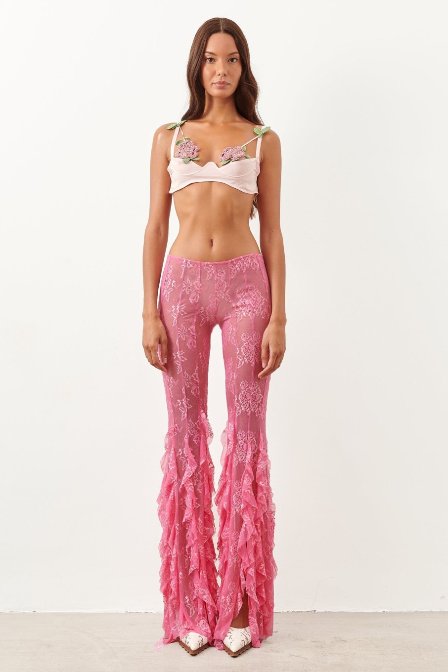 Tops & Bottoms Poster Girl | Rhonda Ruffle Trousers Fuchsia Pink