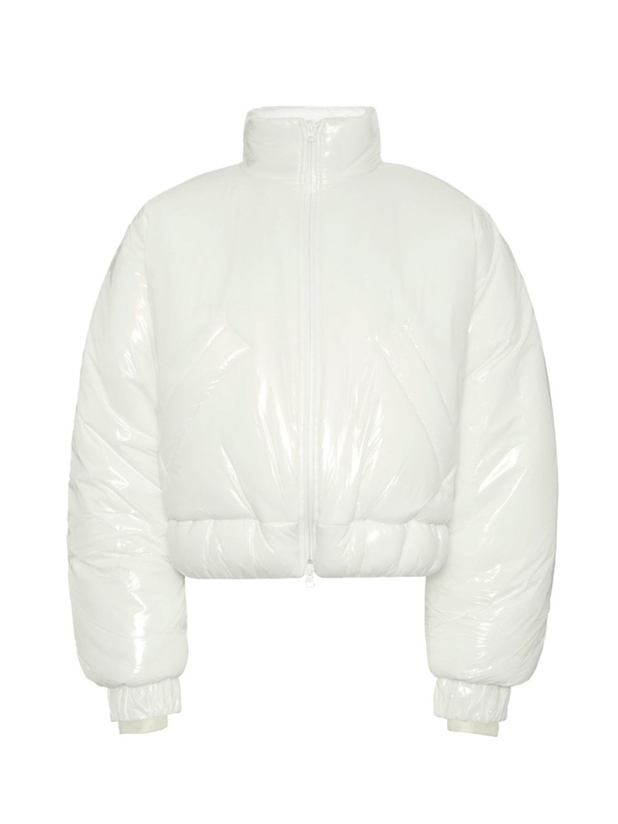 Tops & Bottoms Poster Girl | Branded Puffer Jacket In Off White