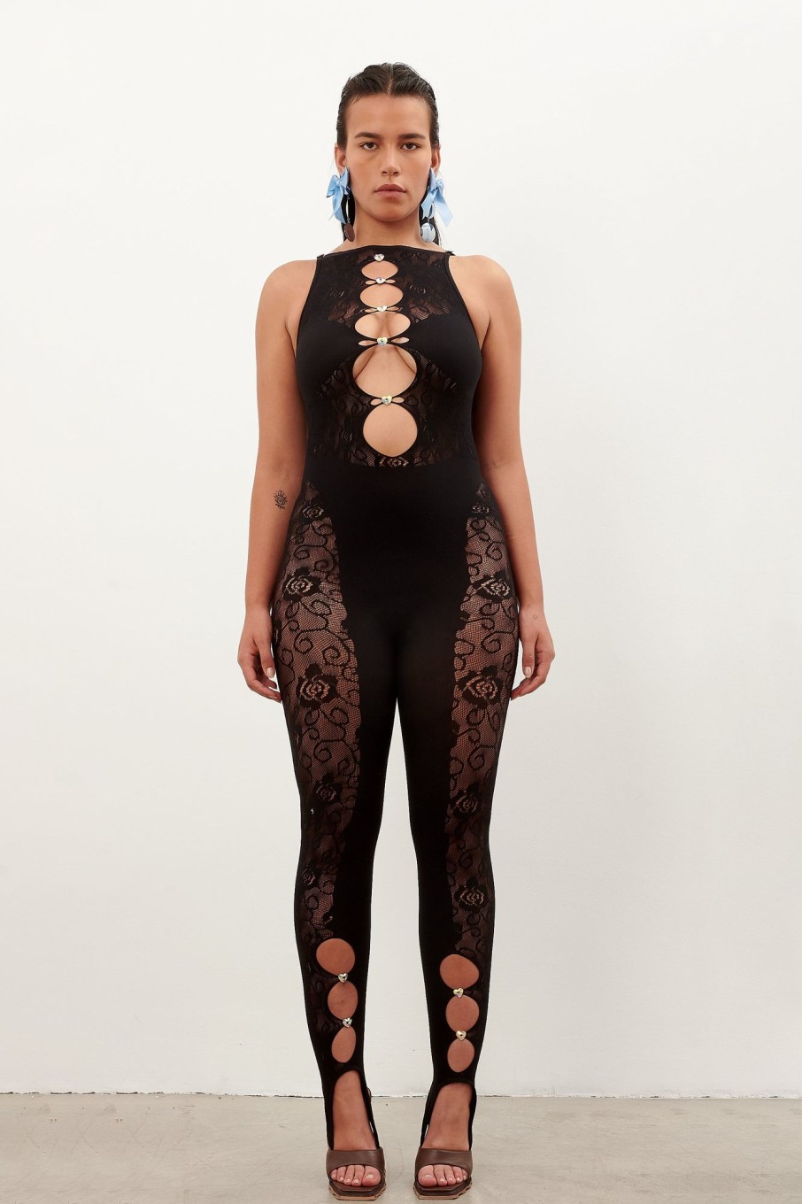 Jumpsuits & Rompers Poster Girl | Floral Janice Jumpsuit Jet Black