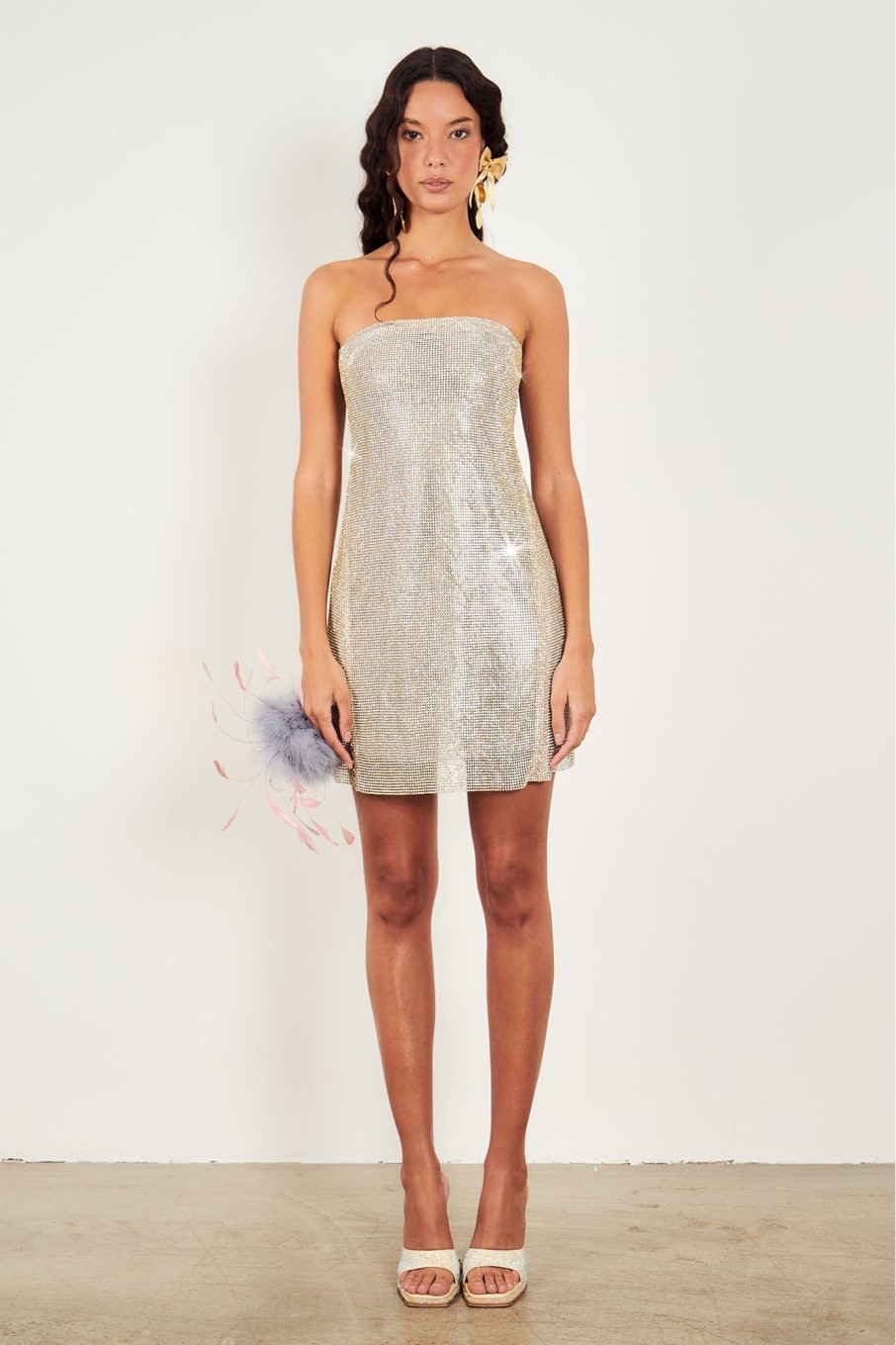 Dresses Poster Girl | Selena Rhinestone Dress In 24 Carat