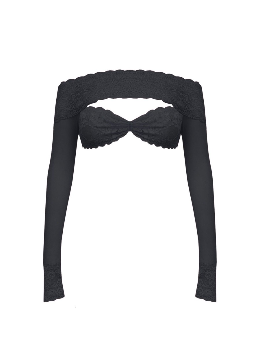 Tops & Bottoms Poster Girl | Davina Top Lace Raven Black