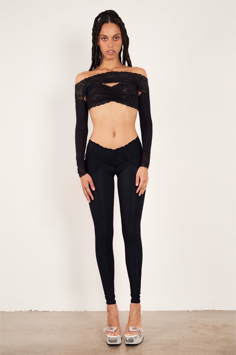 Tops & Bottoms Poster Girl | Davina Top Lace Raven Black