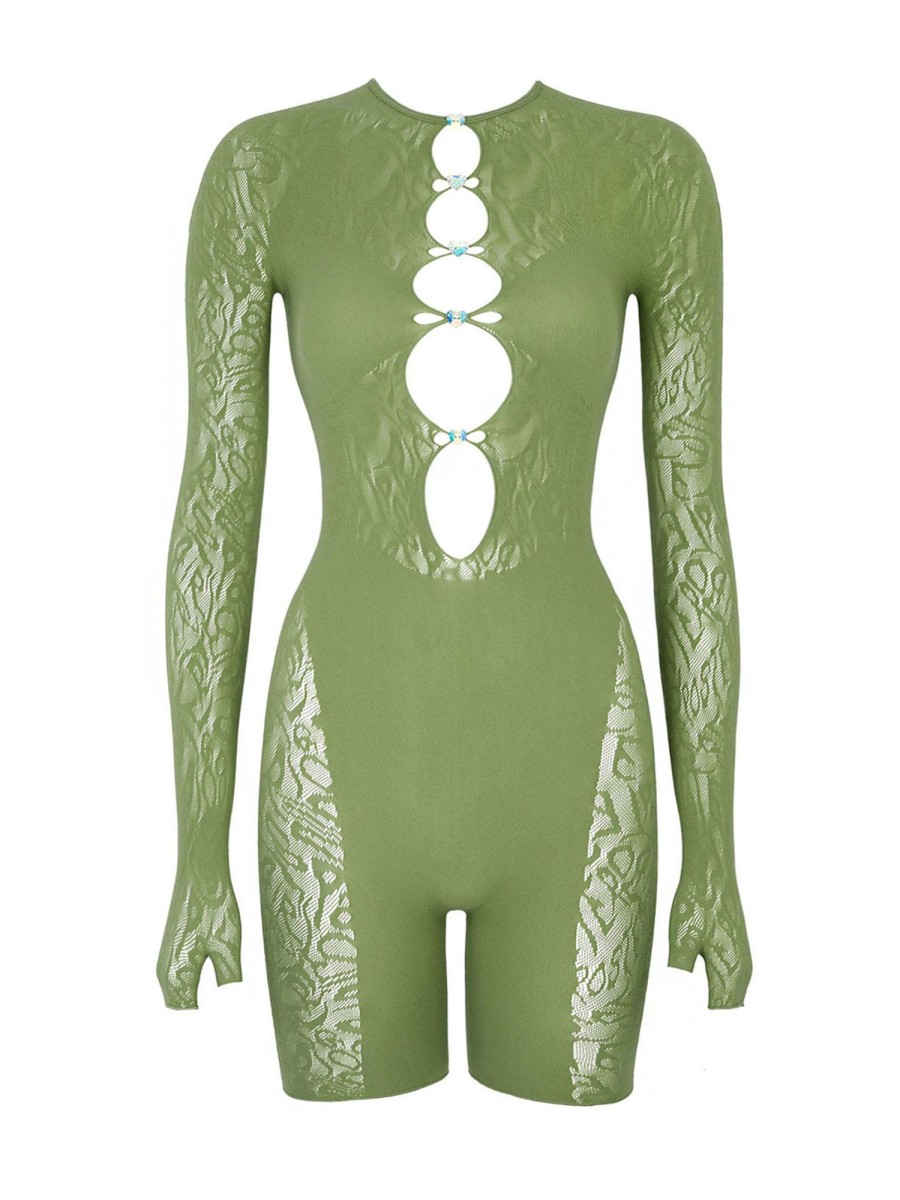 Dresses Poster Girl | Jetta Jumpsuit Long Sleeve Sativa Green