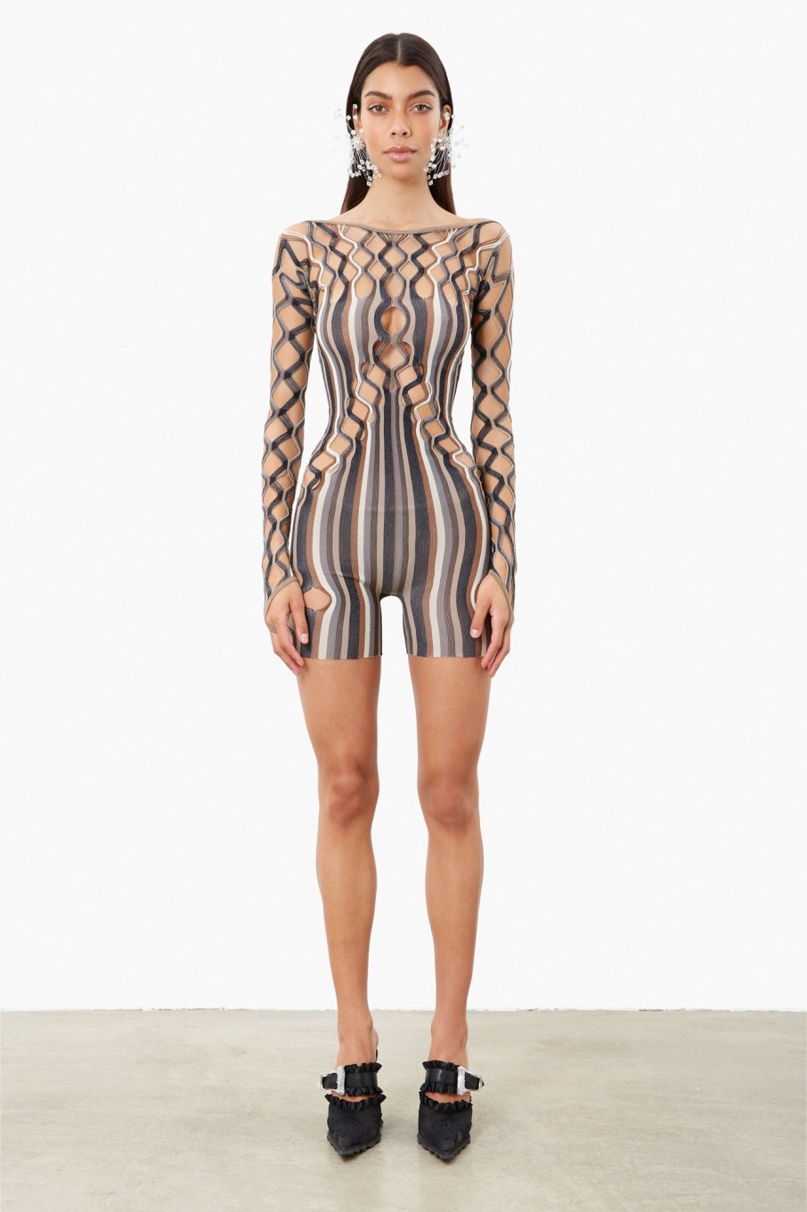 Jumpsuits & Rompers Poster Girl | Ripple Playsuit Oyster Stripe